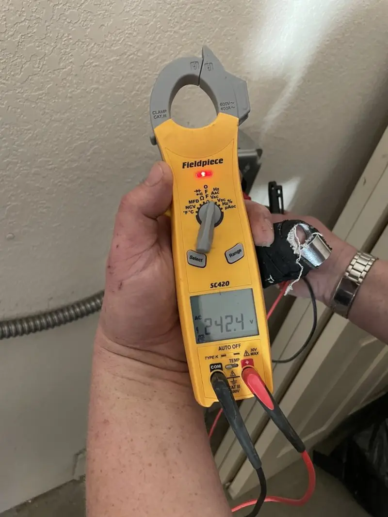 Voltage testing with clamp meter during Aluminum Wiring Replacement in Chadron
